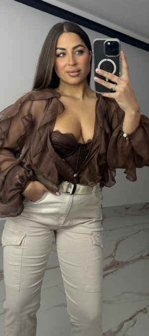 Camisa volantes chocolate