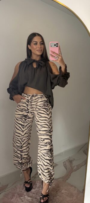 Pantalón zebra Beige/choco